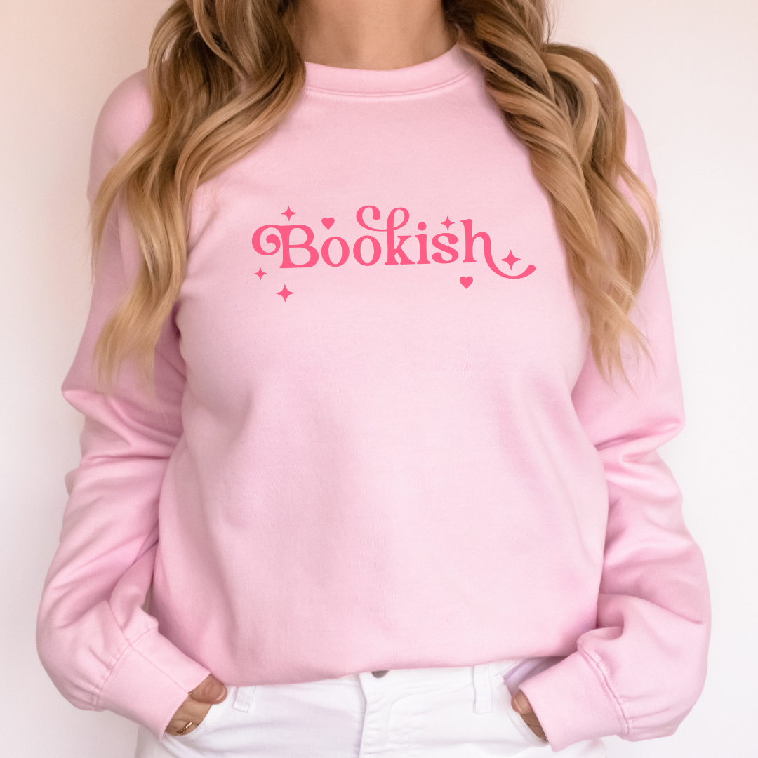 Bookish Crewneck Sweatshirt- Light Pink