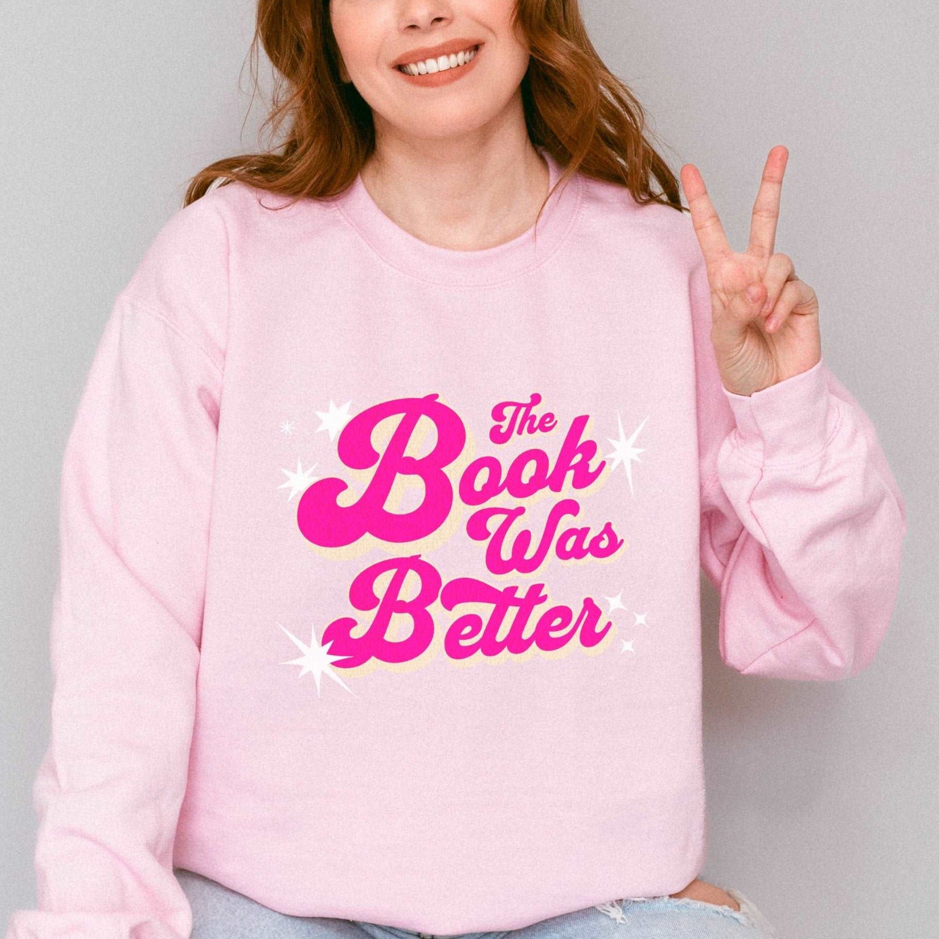 The Book Was Better Classic Crewneck Sweatshirt-Pink